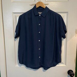Everlane Navy Drape-y Button Down Shirt Size 0